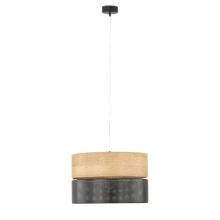 Lampadari Moderni-Selezionato da Mazzolaluce Lampadario a sospensione cilindro quercia nero moderno 38 cm