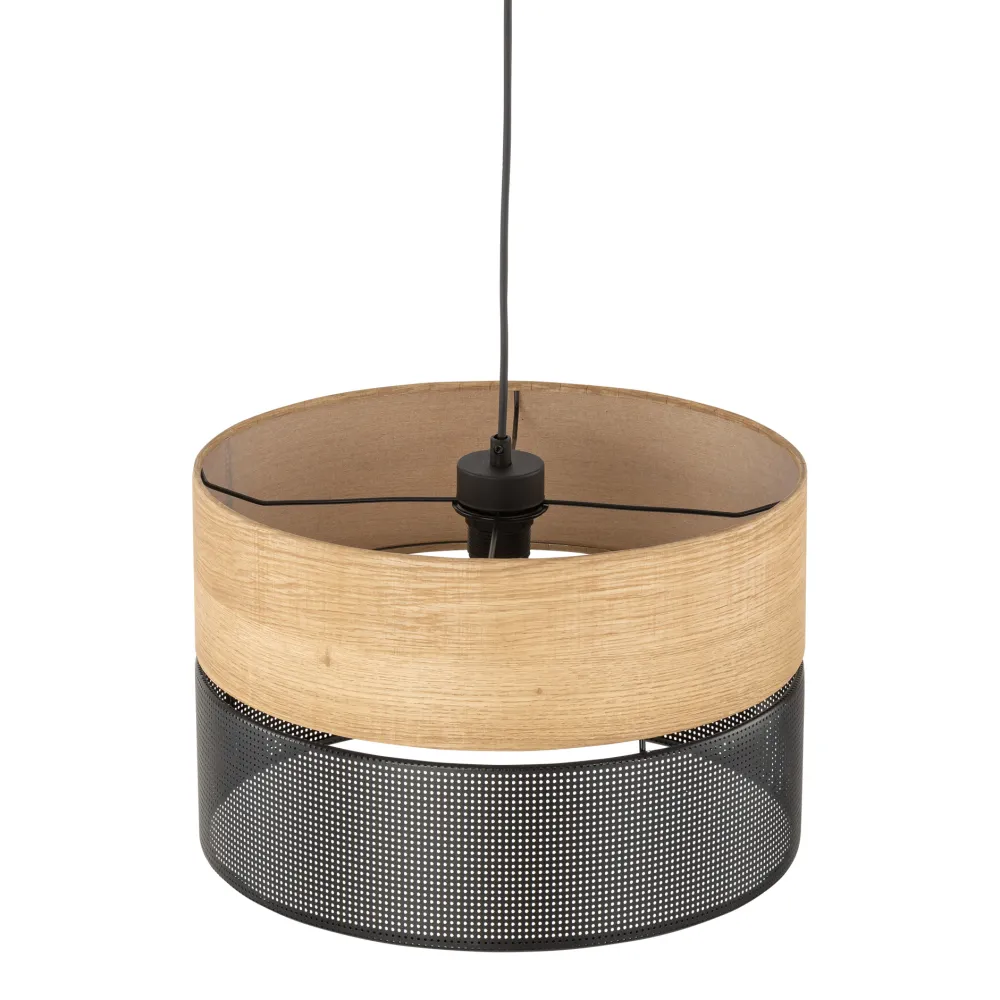 Lampadari Moderni-Selezionato da Mazzolaluce Lampadario a sospensione cilindro quercia nero moderno 38 cm