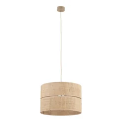 Lampadari Moderni-Selezionato da Mazzolaluce Lampadario a sospensione cilindro 38 cm di paglia per sala da pranzo