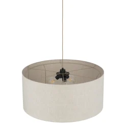 Lampadari Moderni-Selezionato da Mazzolaluce Lampadario a sospensione cilindro di tessuto beige