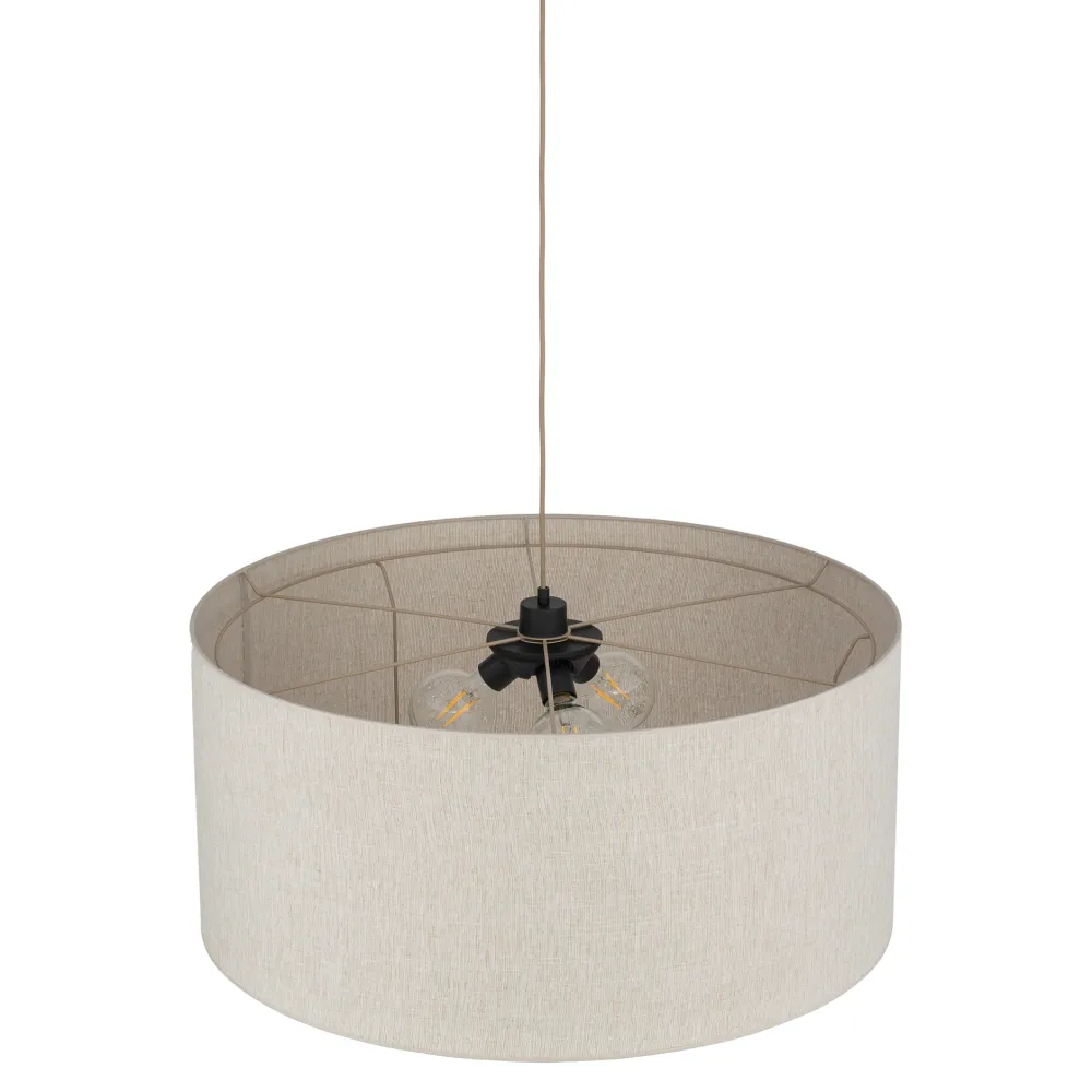 Lampadari Moderni-Selezionato da Mazzolaluce Lampadario a sospensione cilindro di tessuto beige