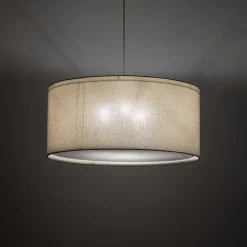 Lampadari Moderni-Selezionato da Mazzolaluce Lampadario a sospensione cilindro di tessuto beige