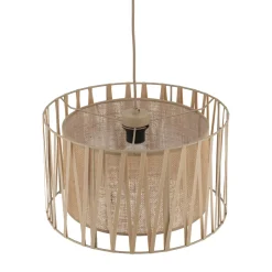 Lampadario Camera Da Letto-Selezionato da Mazzolaluce Lampadario a sospensione cilindro tessuto sabbia 40 cm per camera da letto