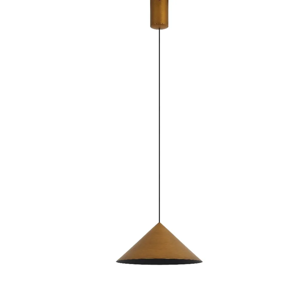 Lampade A Sospensione-Selezionato da Mazzolaluce Lampadario a sospensione cono alluminio colore cuoio led dimmerabile