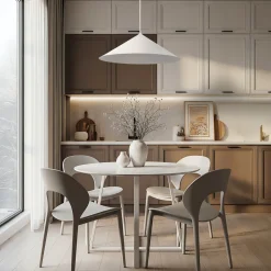 Lampadari Cucina-Selezionato da Mazzolaluce Lampadario a sospensione cono di metallo champagne 50 cm per tavolo cucina