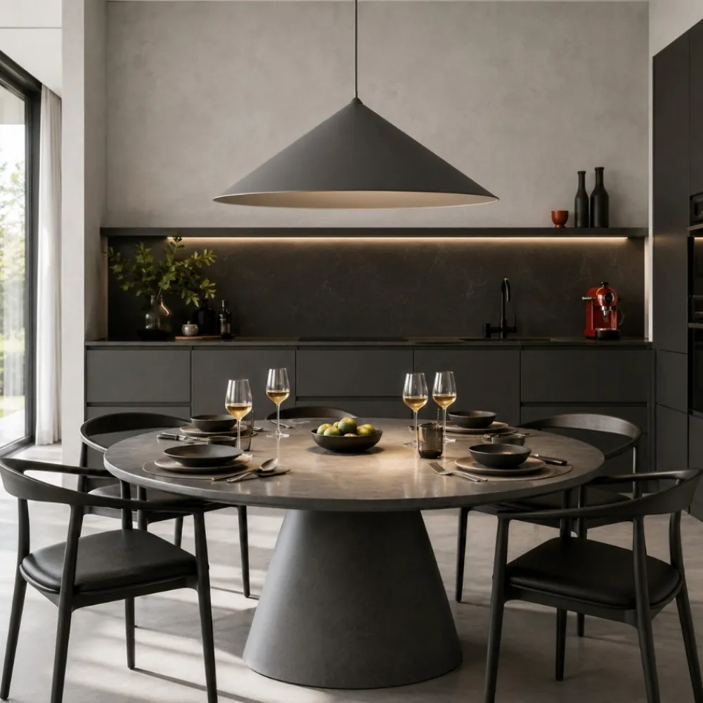 Lampadari Cucina-Selezionato da Mazzolaluce Lampadario a sospensione cono 50 cm di metallo marrone per cucina moderna