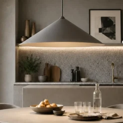 Lampadari Cucina-Selezionato da Mazzolaluce Lampadario a sospensione cono di metallo marrone 40 cm per tavolo cucina