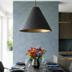 Lampadari Moderni-Selezionato da Mazzolaluce Lampadario a sospensione cono 45cm nero di cartapesta