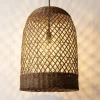 Lampadari Moderni-Selezionato da Mazzolaluce Lampadario a sospensione cupola di rattan marrone per sala da pranzo