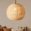 Lampadari Moderni-Selezionato da Mazzolaluce Lampadario a sospensione cupola di rattan naturale 39 cm per sala da pranzo