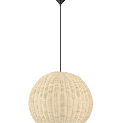 Lampadari Moderni-Selezionato da Mazzolaluce Lampadario a sospensione cupola di rattan naturale 39 cm per sala da pranzo