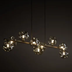 Lampadari Moderni-Selezionato da Mazzolaluce Lampadario a sospensione design moderno sabbia vetri cognac per soggiorno