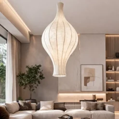 Lampadari Moderni-Selezionato da Mazzolaluce Lampadario a sospensione design seta di gelso naturale bianco sabbia