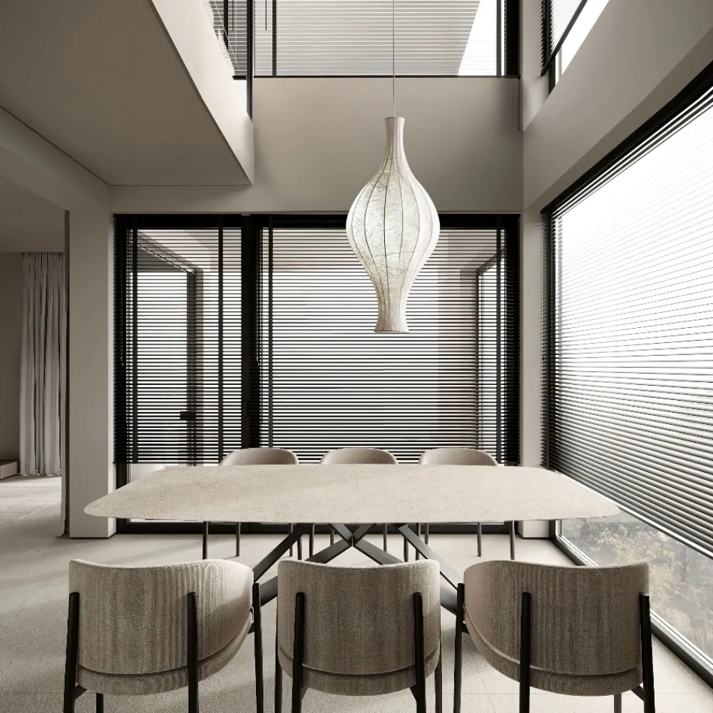 Lampadari Moderni-Selezionato da Mazzolaluce Lampadario a sospensione design seta di gelso naturale bianco sabbia