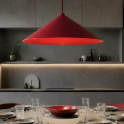 Lampadari Cucina-Selezionato da Mazzolaluce Lampadario a sospensione di metallo rosso 40 cm per cucina
