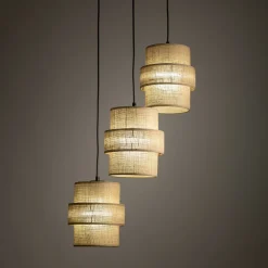 Lampadario Camera Da Letto-Selezionato da Mazzolaluce Lampadario a sospensione di paralume iuta per camera da letto