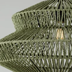 Lampadari Moderni-Selezionato da Mazzolaluce Lampadario a sospensione di rattan verde 50 cm