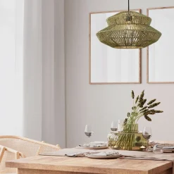 Lampadari Moderni-Selezionato da Mazzolaluce Lampadario a sospensione di rattan verde 50 cm