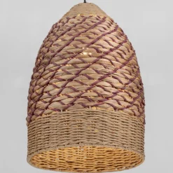Lampadari Moderni-Selezionato da Mazzolaluce Lampadario a sospensione di rattan giacinto d'acqua naturale e corda rossa