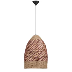 Lampadari Moderni-Selezionato da Mazzolaluce Lampadario a sospensione di rattan giacinto d'acqua naturale e corda rossa