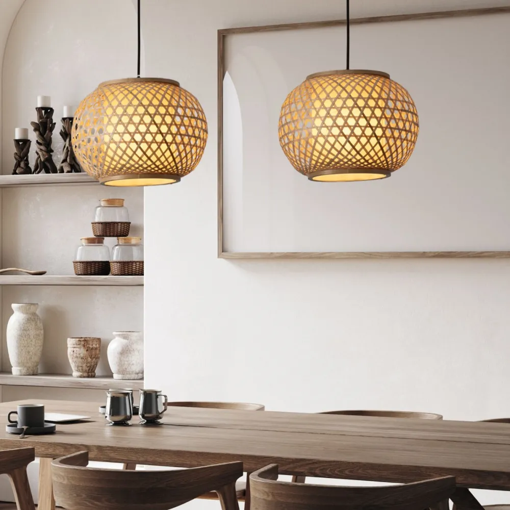 Lampadari Moderni-Selezionato da Mazzolaluce Lampadario a sospensione di rattan 30 cm