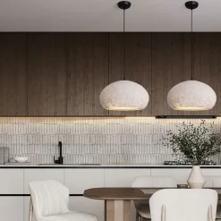 Lampadari Moderni-Selezionato da Mazzolaluce Lampadario a sospensione fatto a mano cupola resina e carta bianco
