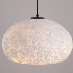 Lampadari Moderni-Selezionato da Mazzolaluce Lampadario a sospensione fatto a mano cupola resina e carta bianco