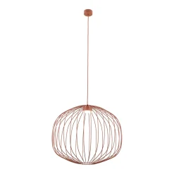 Lampadari Moderni-Selezionato da Mazzolaluce Lampadario a sospensione gabbia di metallo rosso mattone design moderno per soggiorno
