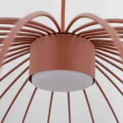 Lampadari Moderni-Selezionato da Mazzolaluce Lampadario a sospensione gabbia di metallo rosso mattone design moderno per soggiorno