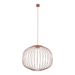 Lampadari Moderni-Selezionato da Mazzolaluce Lampadario a sospensione gabbia di metallo rosso mattone design moderno per soggiorno