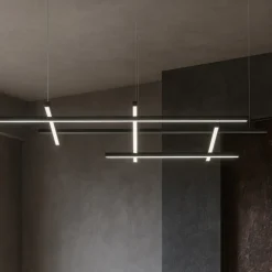 Lampadari Moderni-Selezionato da Mazzolaluce Lampadario a sospensione geometrico nero moderno per soggiorno