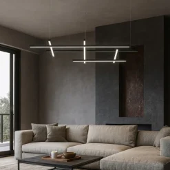 Lampadari Moderni-Selezionato da Mazzolaluce Lampadario a sospensione geometrico nero moderno per soggiorno