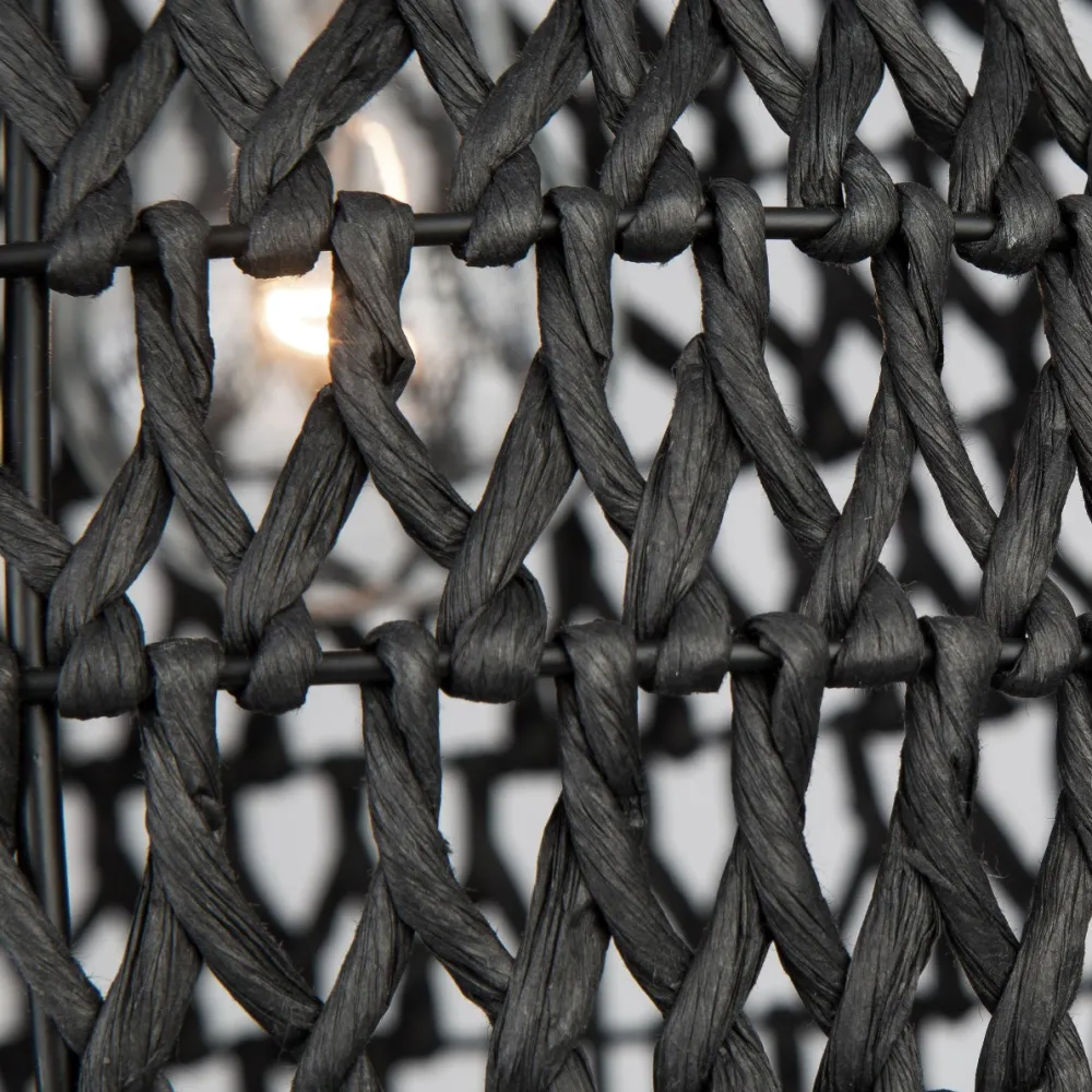 Lampadari Moderni-Selezionato da Mazzolaluce Lampadario a sospensione in rattan nero e corda di carta nera filo in tessuto