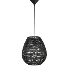 Lampadari Moderni-Selezionato da Mazzolaluce Lampadario a sospensione in rattan nero e corda di carta nera filo in tessuto
