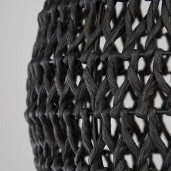 Lampadari Moderni-Selezionato da Mazzolaluce Lampadario a sospensione in rattan nero e corda di carta nera filo in tessuto