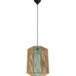 Lampadari Moderni-Selezionato da Mazzolaluce Lampadario a sospensione in rattan corda verde