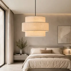 Lampadario Camera Da Letto-Selezionato da Mazzolaluce Lampadario a sospensione in tessuto iuta moderno per camera da letto