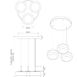 Lampadari Moderni-Fabas Luce Lampadario a sospensione moderna led 2700k 3000k 4000k fabas devero fume