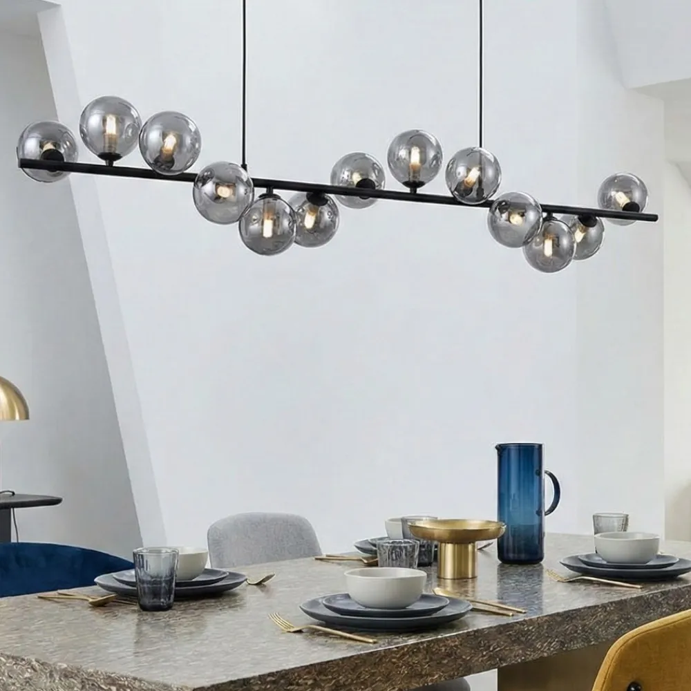 Lampadari Moderni-Selezionato da Mazzolaluce Lampadario a sospensione moderno spirale sfere di vetro per sala da pranzo