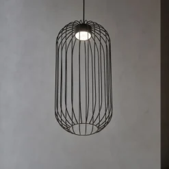 Lampade A Sospensione-Selezionato da Mazzolaluce Lampadario a sospensione nero gabbia di metallo design moderno