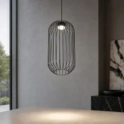 Lampade A Sospensione-Selezionato da Mazzolaluce Lampadario a sospensione nero gabbia di metallo design moderno