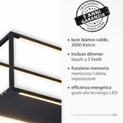 Lampadari Moderni-Selezionato da Mazzolaluce Lampadario a sospensione nero porta oggetti moderno led 3000k