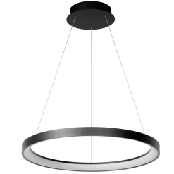 Lampadari Moderni-Selezionato da Mazzolaluce Lampadario a sospensione nero anello led dimmerabile per soggiorno