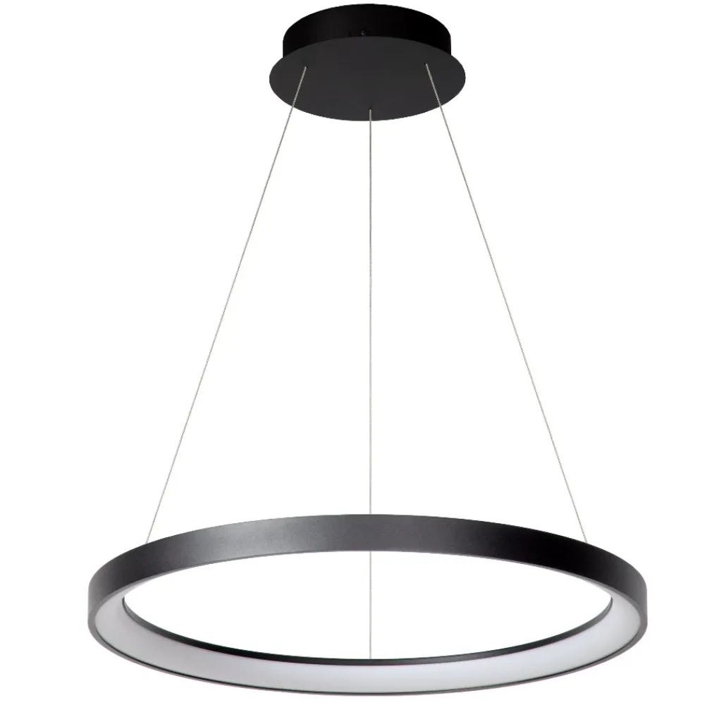 Lampadari Moderni-Selezionato da Mazzolaluce Lampadario a sospensione nero anello led dimmerabile per soggiorno
