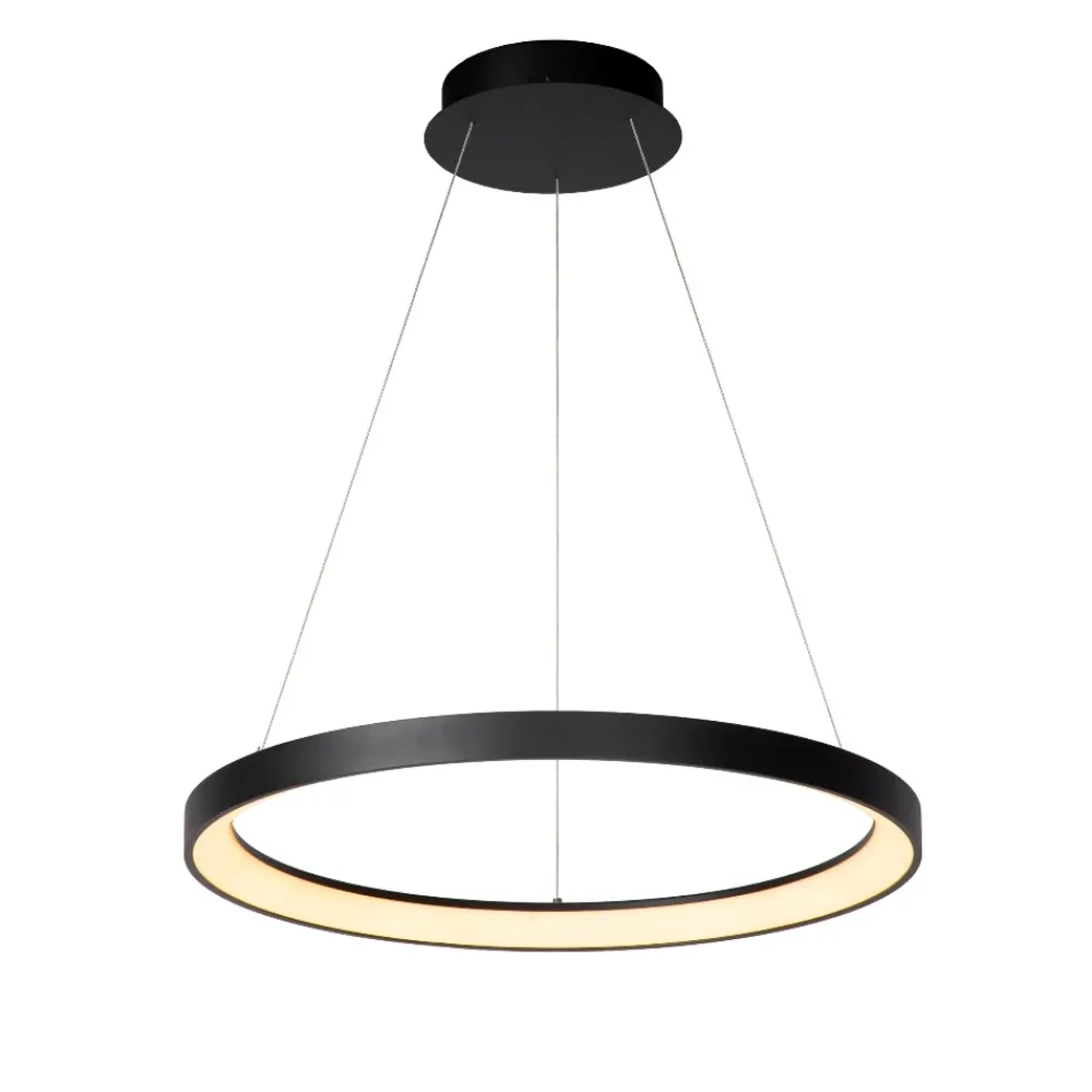 Lampadari Moderni-Selezionato da Mazzolaluce Lampadario a sospensione nero anello led dimmerabile per soggiorno