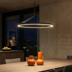 Lampadari Moderni-Selezionato da Mazzolaluce Lampadario a sospensione nero biemissione moderno led 2700k-3000k-4000k