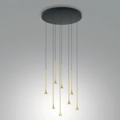 Lampadari Moderni-Fabas Luce Lampadario a sospensione ottone nero moderno per soggiorno fabas susa