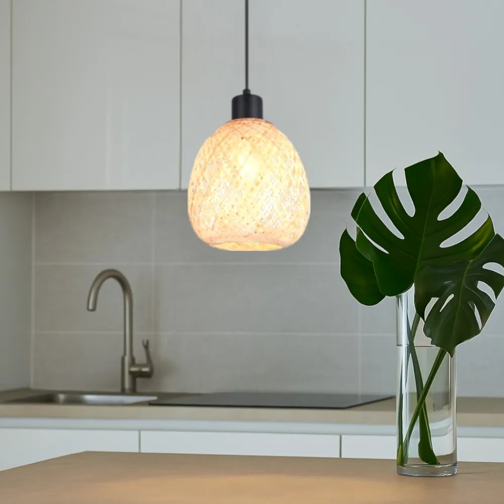 Lampade A Sospensione-Selezionato da Mazzolaluce Lampadario a sospensione per cucina 18 cm in rattan