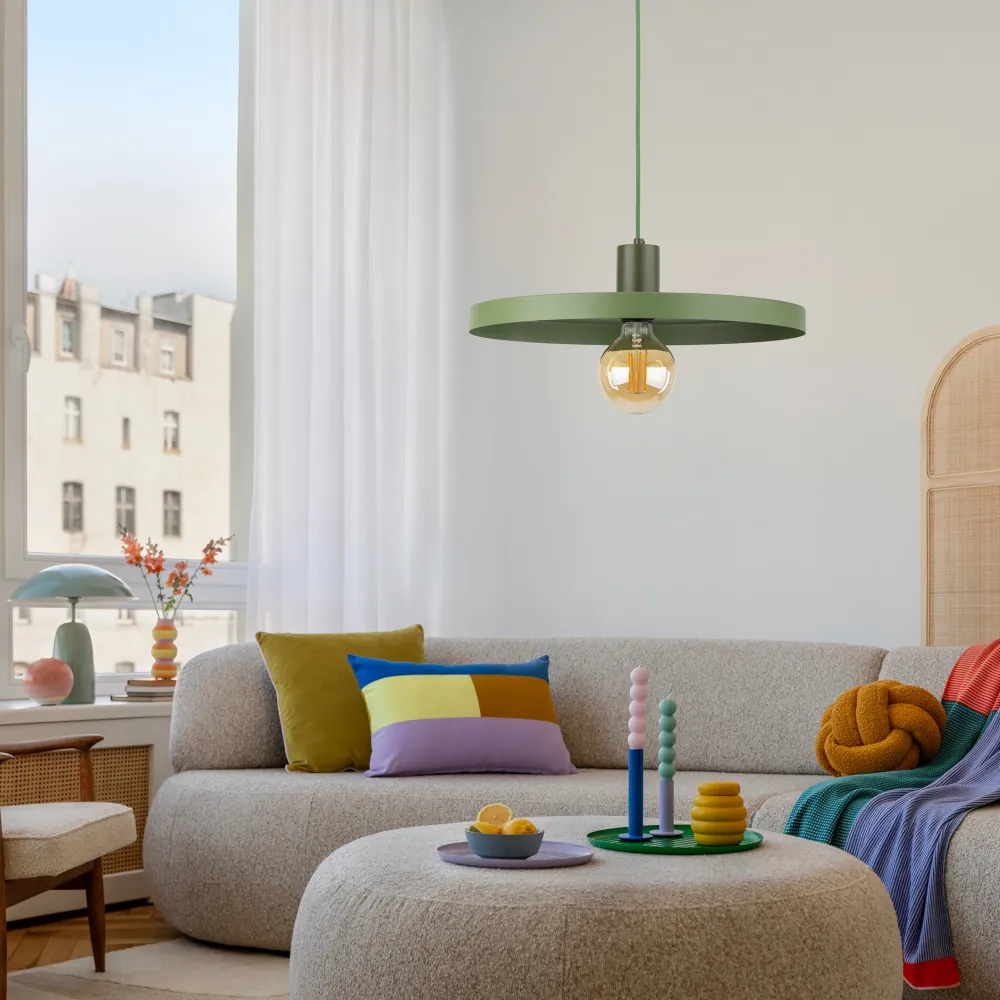 Lampadari Cucina-Selezionato da Mazzolaluce Lampadario a sospensione per cucina piatto 40 cm verde
