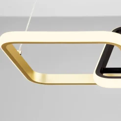 Lampadari Moderni-Selezionato da Mazzolaluce Lampadario a sospensione per soggiorno design moderno rettangoli nero oro led dimmerabile
